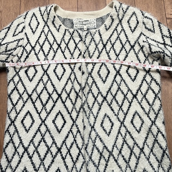 Pink Martini Wool Blend Abstract geometric black cream Open Front Cardigan M - Picture 8 of 9